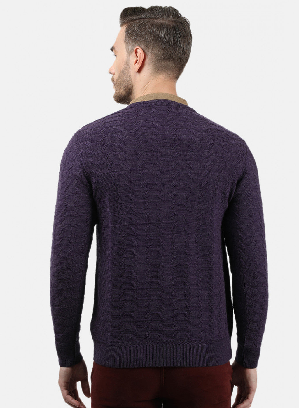 Men Purple Self Pullover