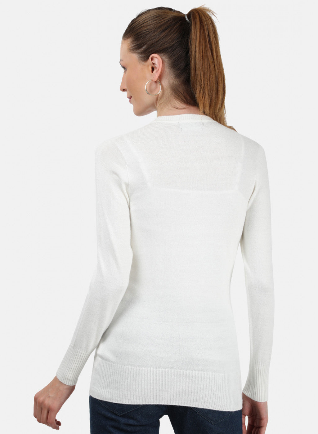 Women White V Neck Top