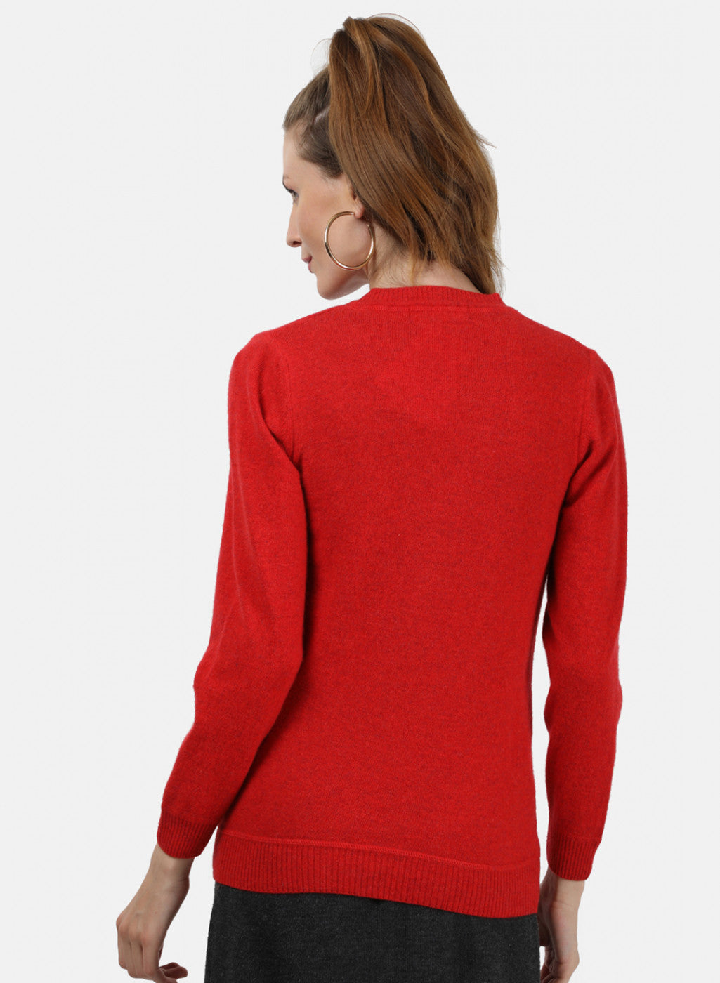 Women Red Solid Cardigan