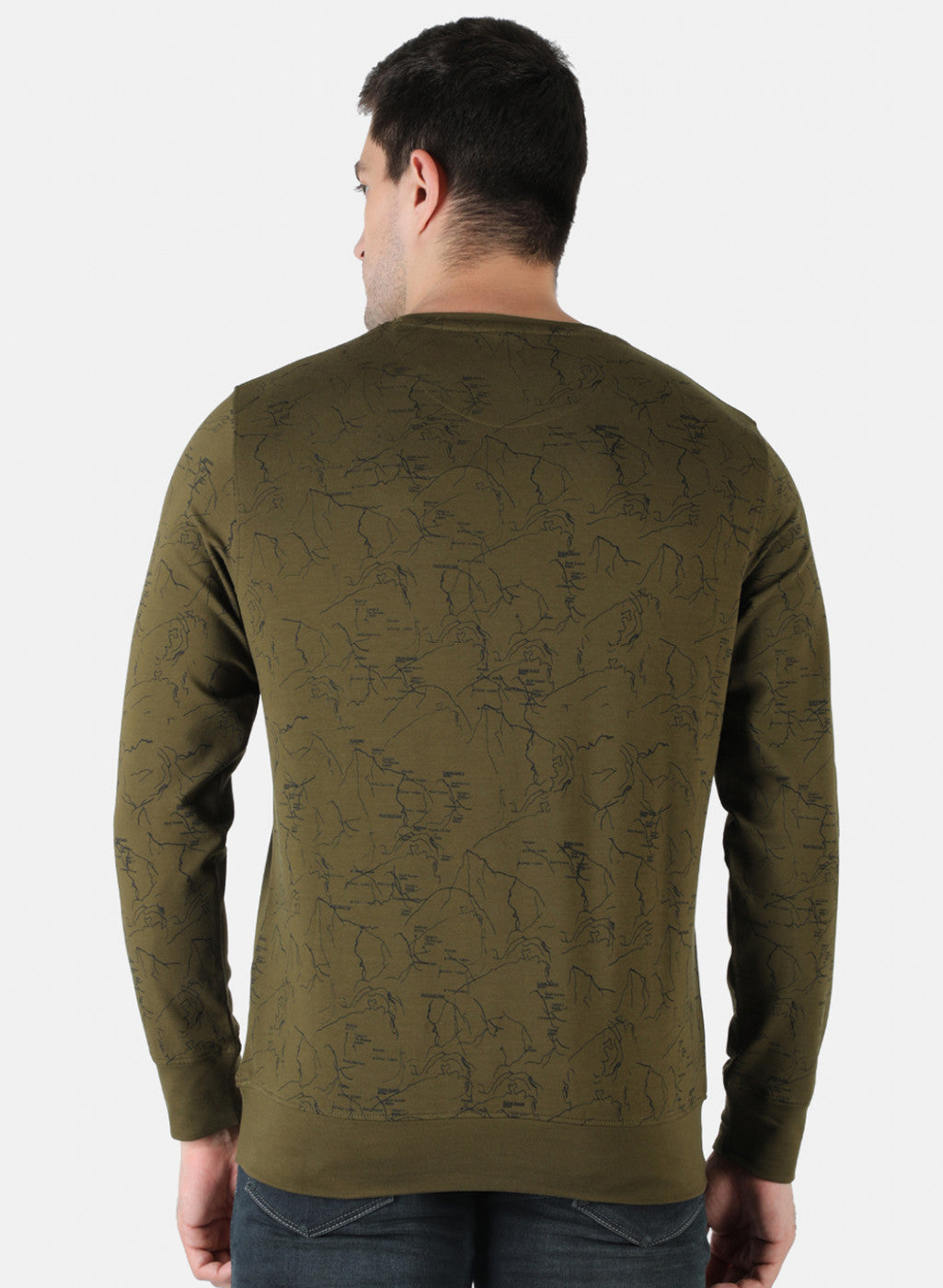 Men Olive Printed T-Shirt