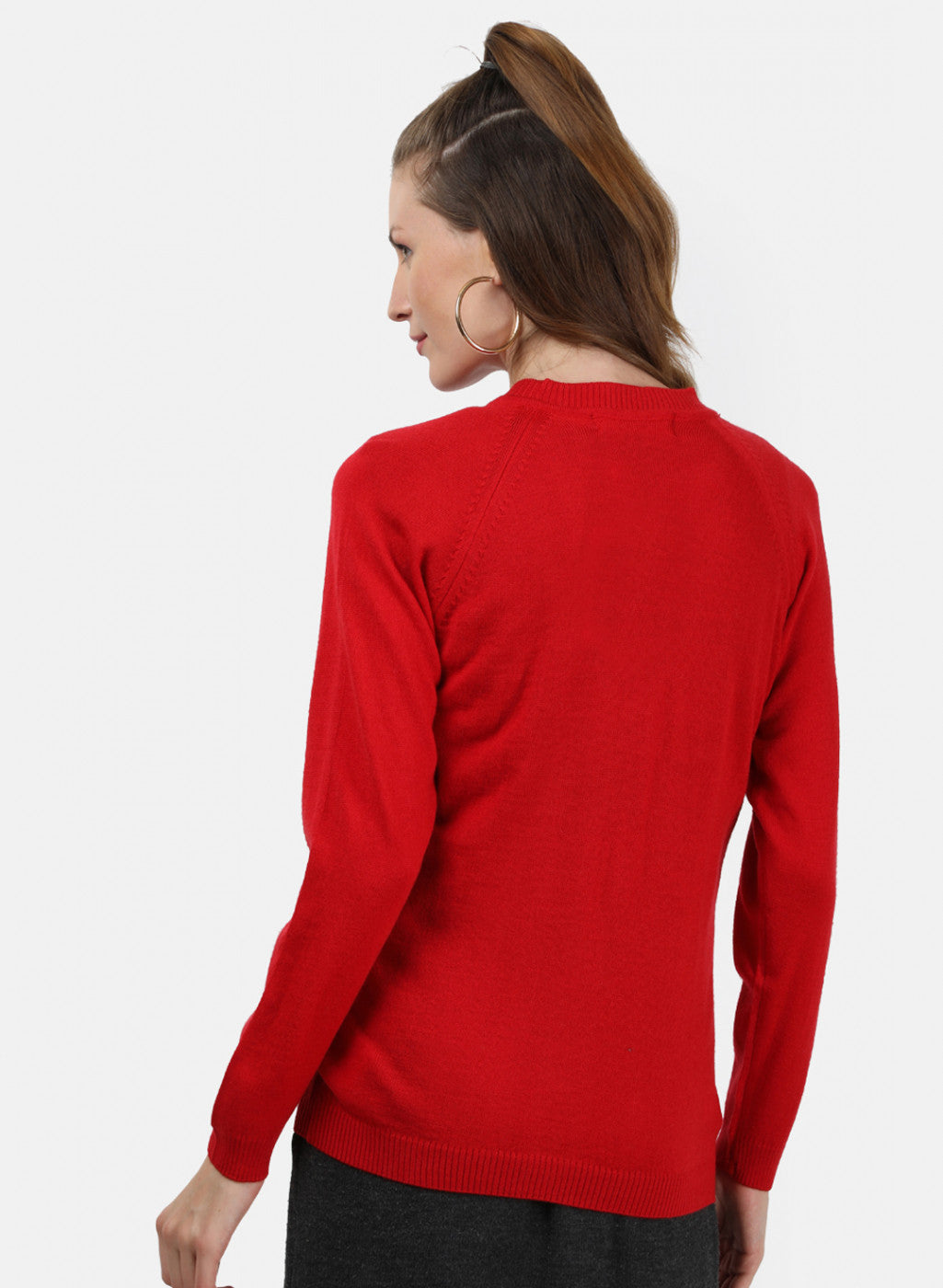 Women Red Solid Cardigan