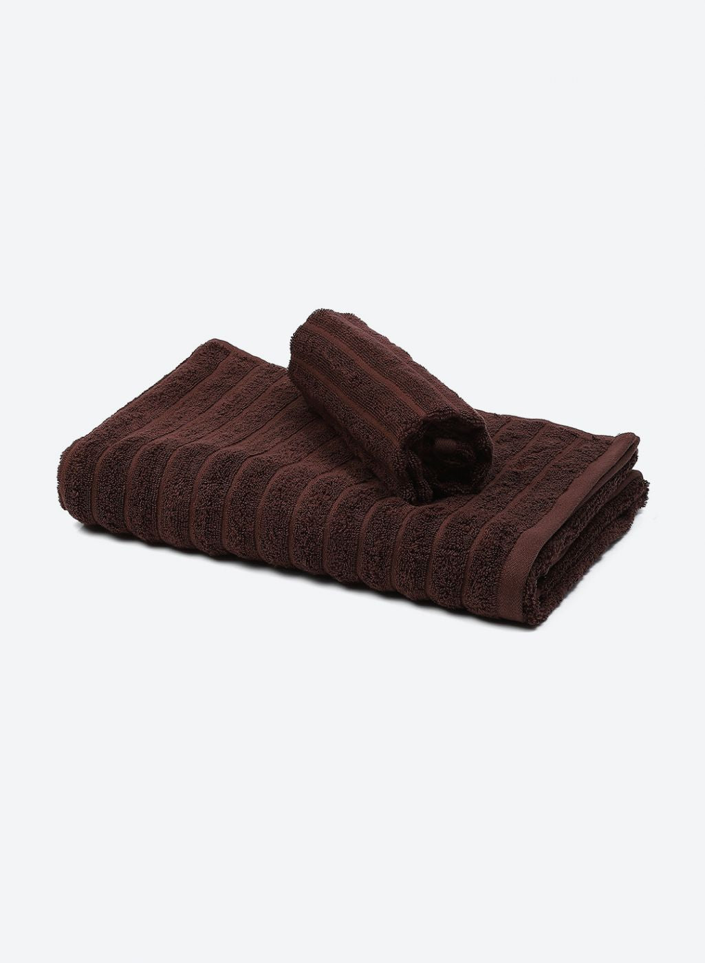 Brown Cotton 525 GSM Towel Set Pack of 2 (1 Bath & 1 Hand Towel)