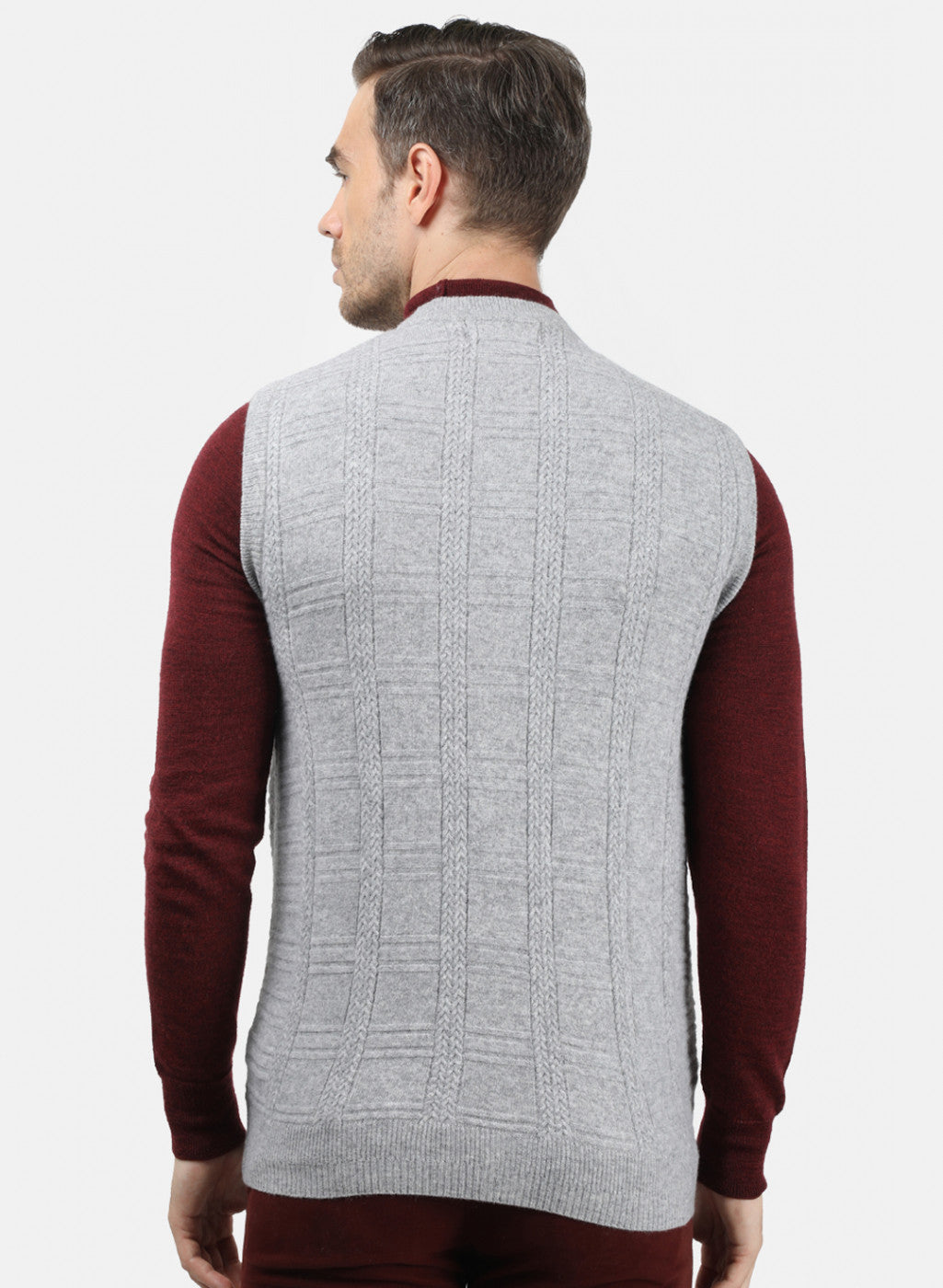 Men Grey Self Design Cardigan