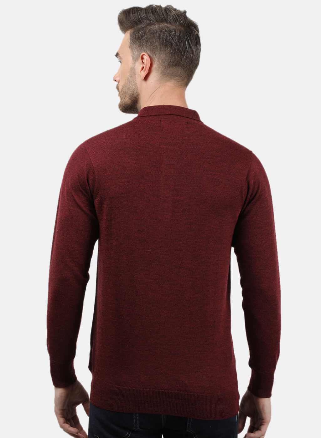 Men Maroon Collar T-Shirt