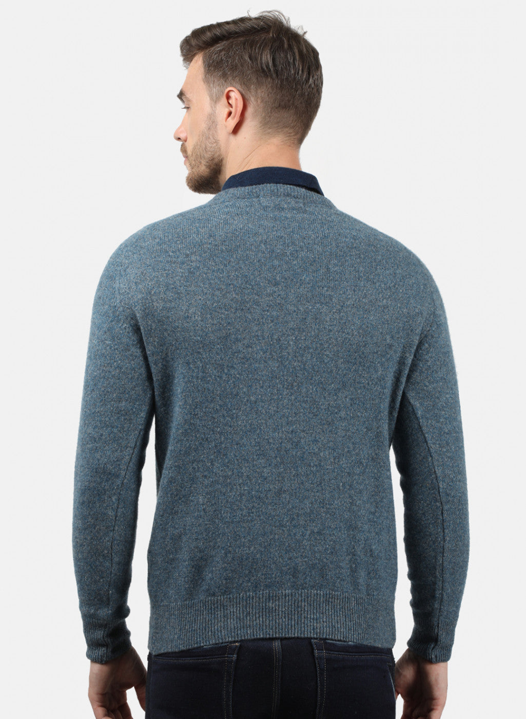 Men Blue Solid Pullover