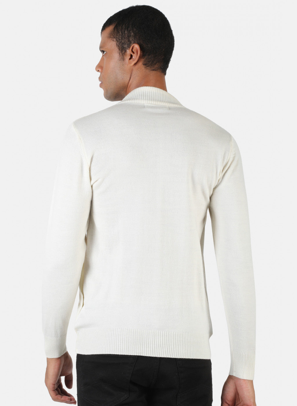 Men Off White Solid Pullover