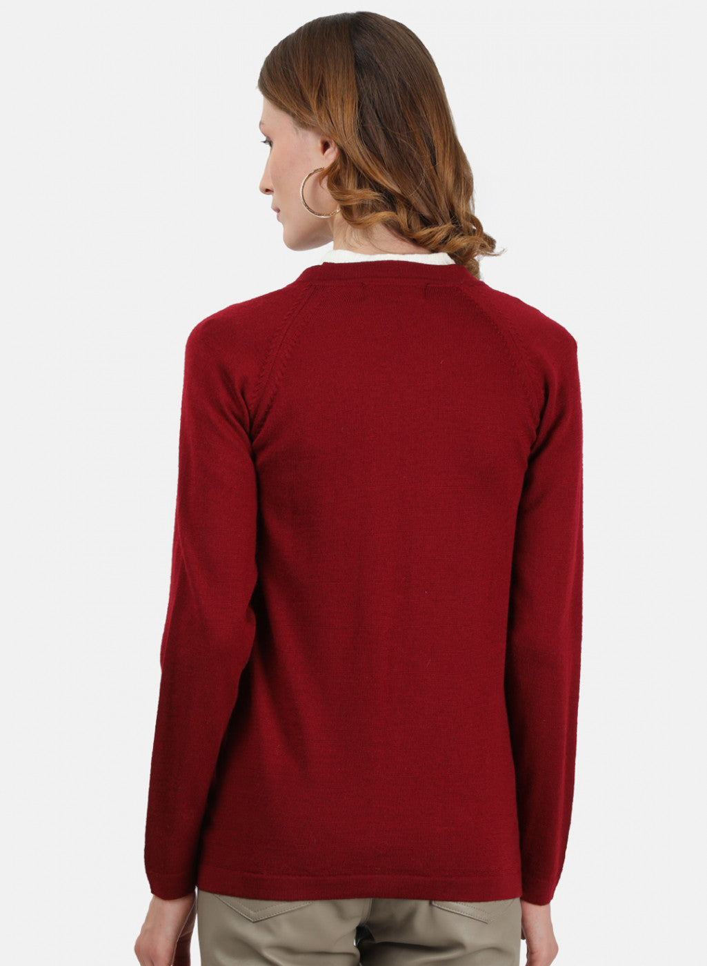 Women Maroon Solid Cardigan