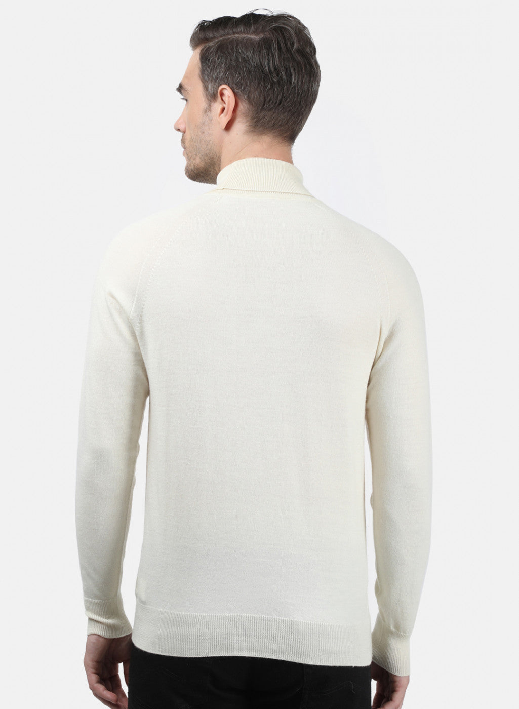 Men Cream Solid Pullover