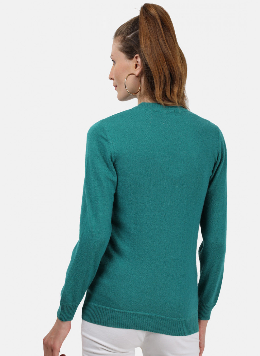 Women Sea Green Solid Cardigan