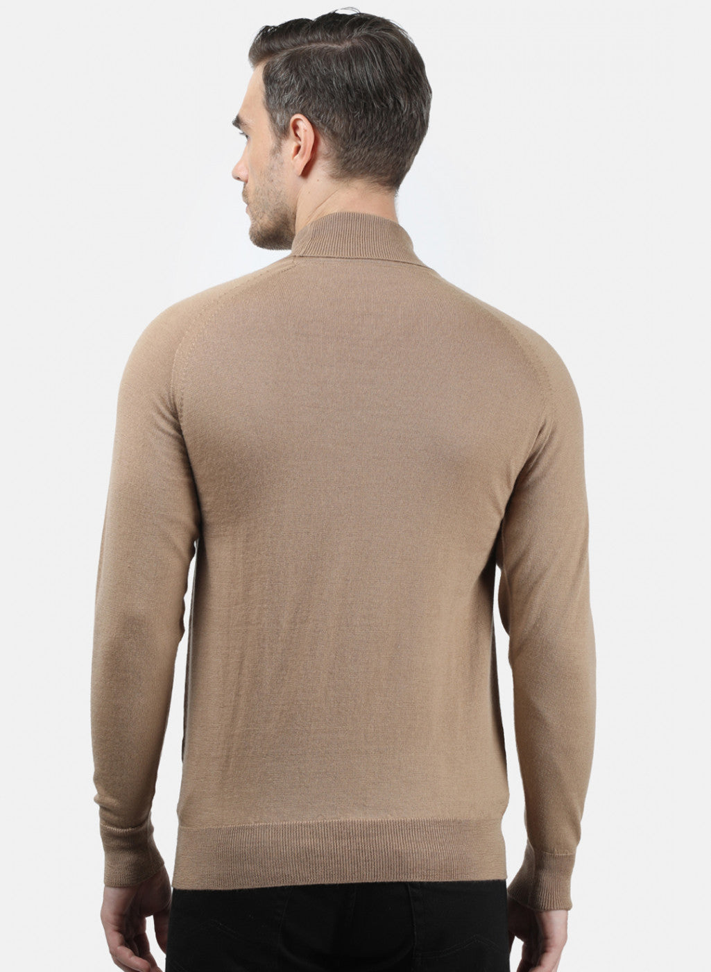 Men Beige Solid Pullover