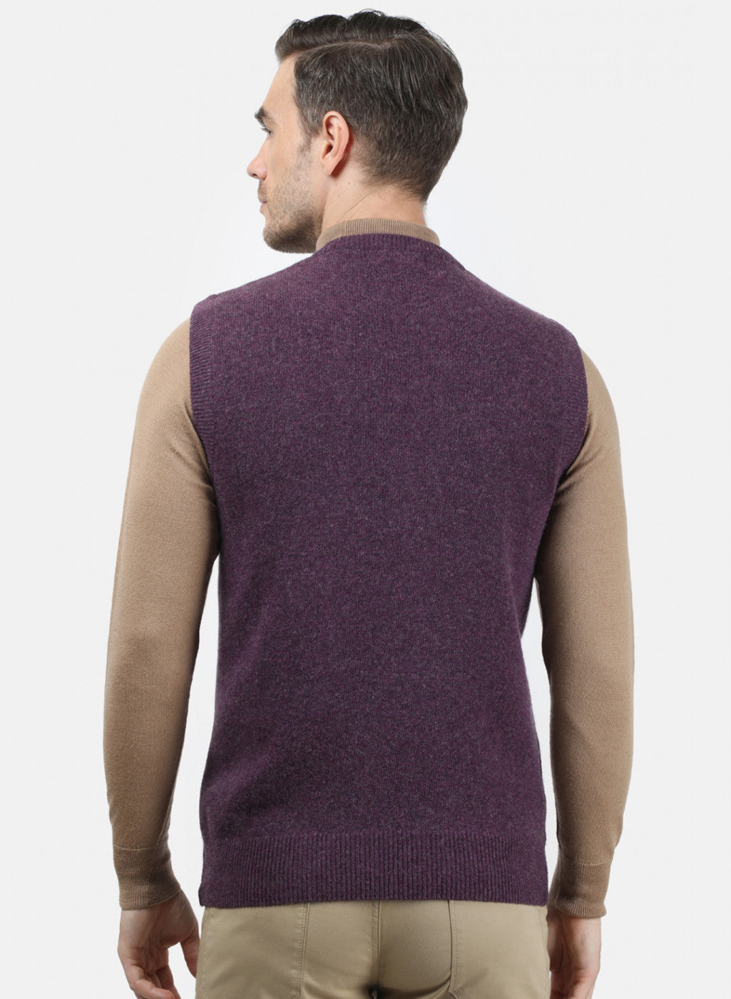 Men Purple Solid Sweater