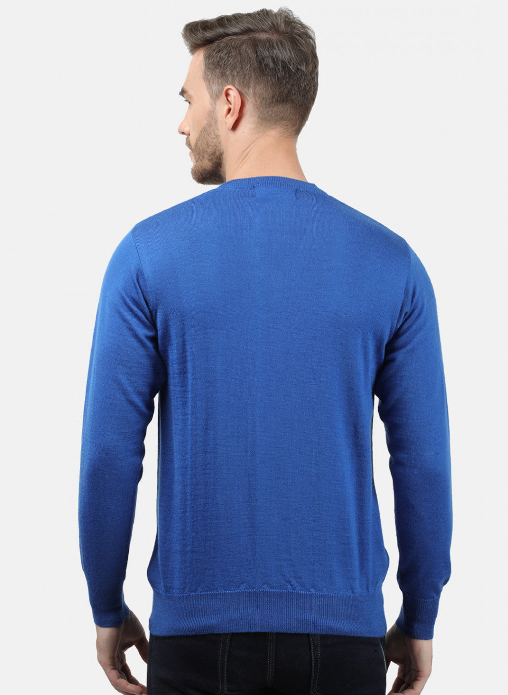 Men Blue Solid Pullover