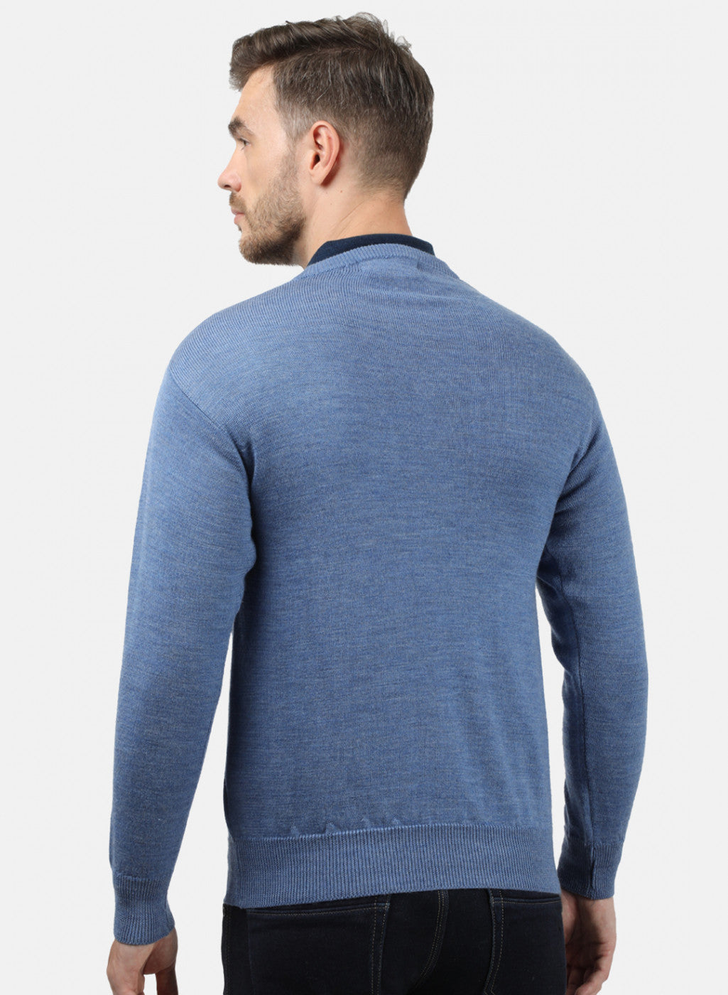 Men Blue Solid Pullover