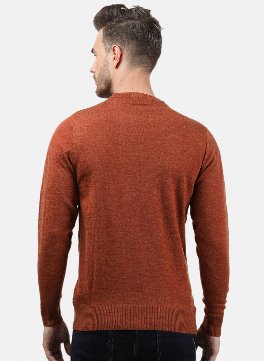 Men Orange Solid Pullover