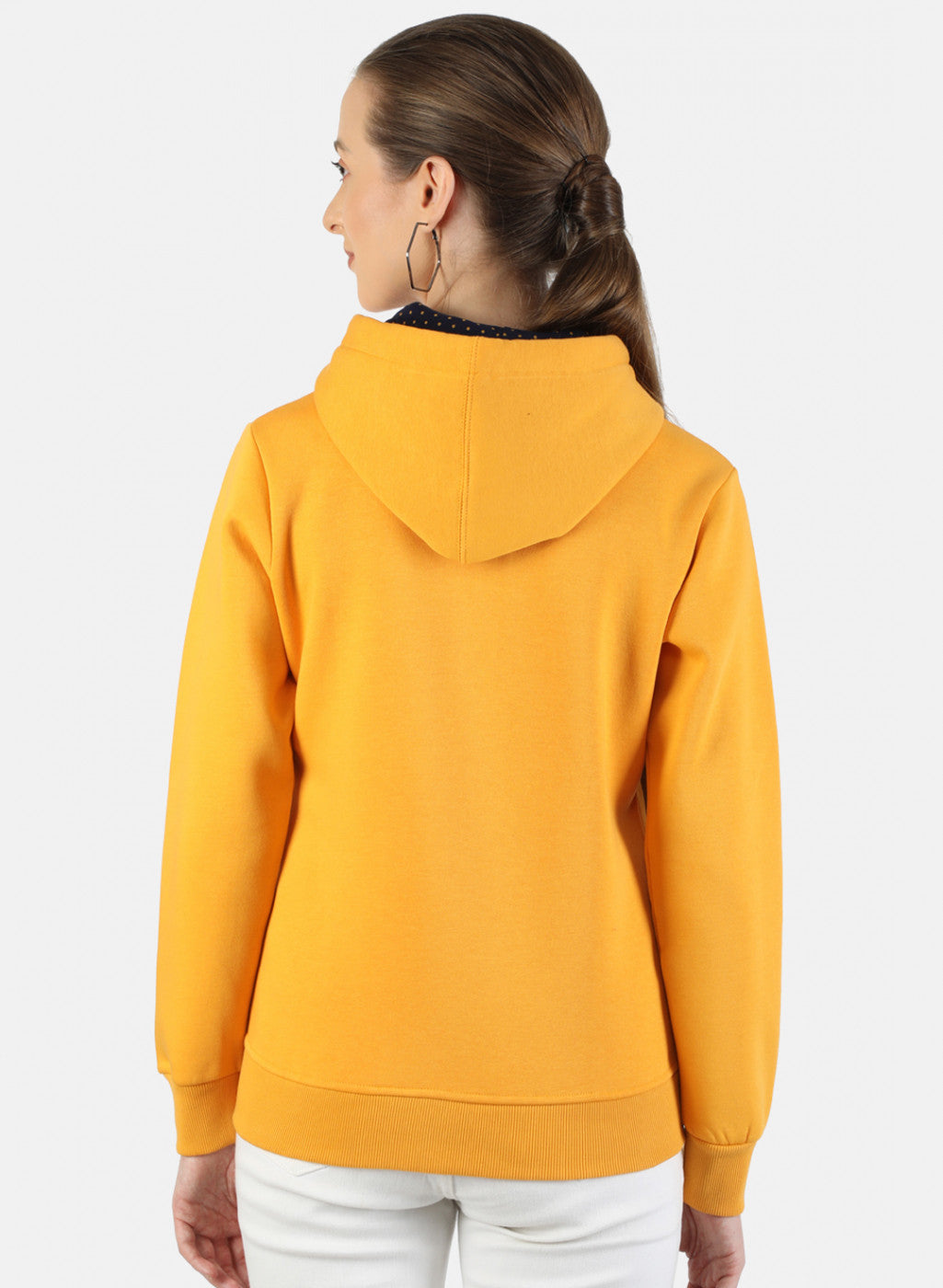 Women Mustard Plain Sweatshirt