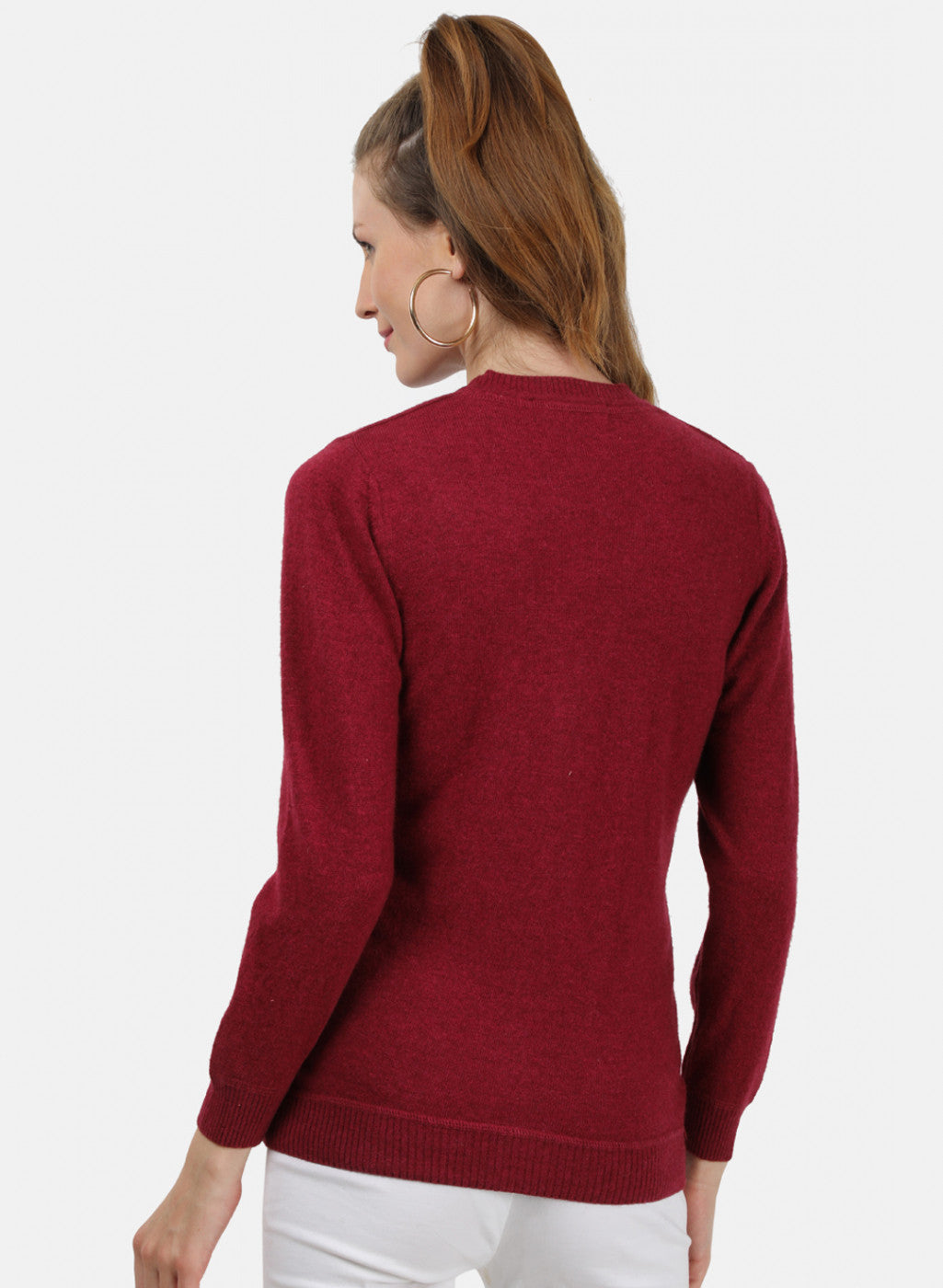 Women Maroon Solid Cardigan