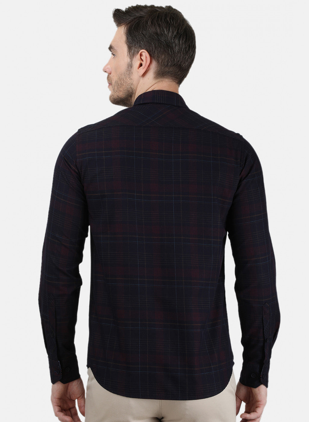 Mens Dark Maroon Check Shirt