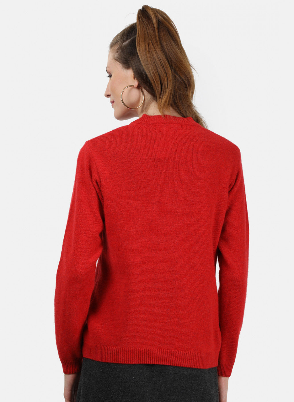 Women Red Solid Cardigan