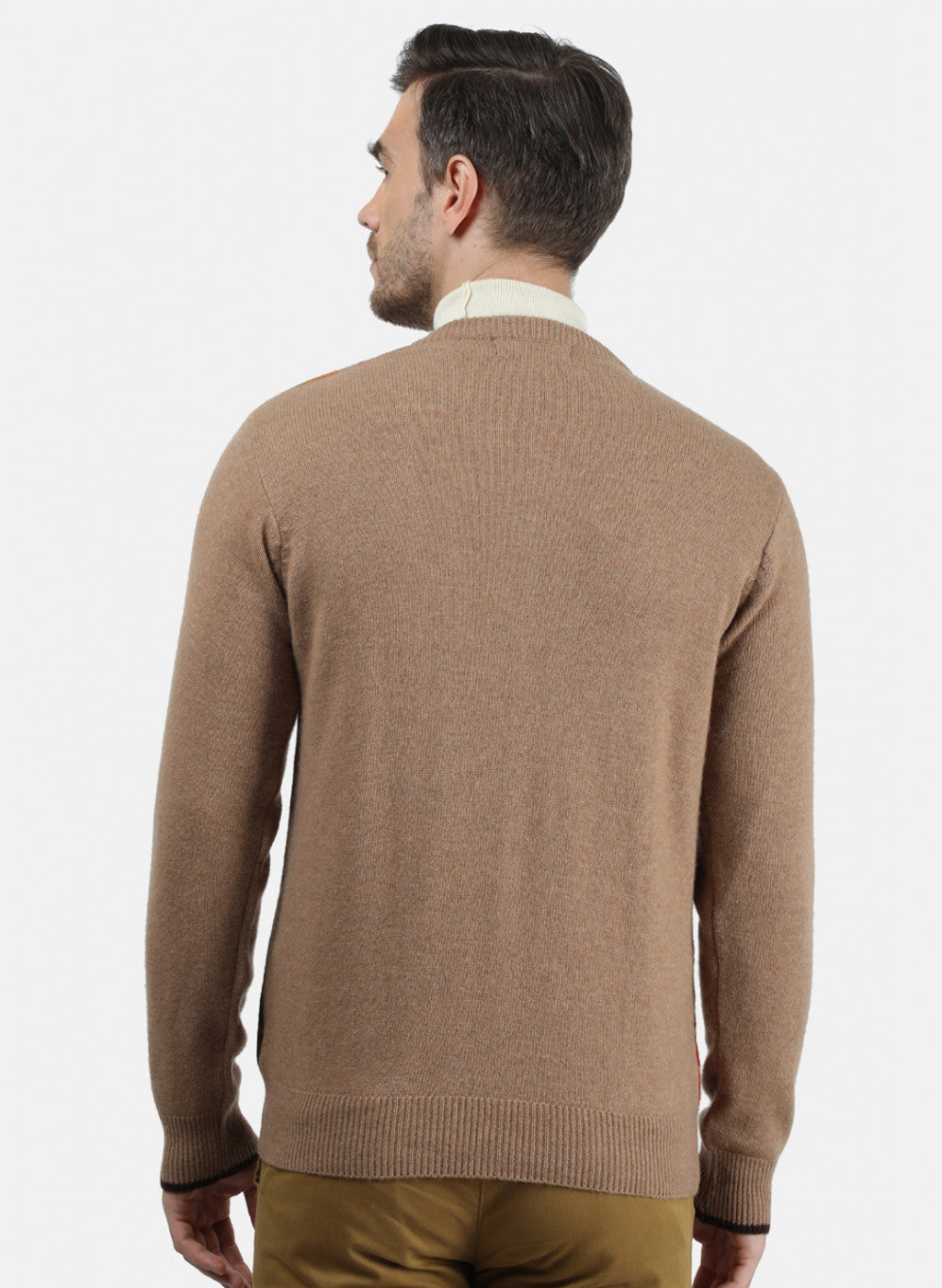 Men Light Brown Solid Pullover