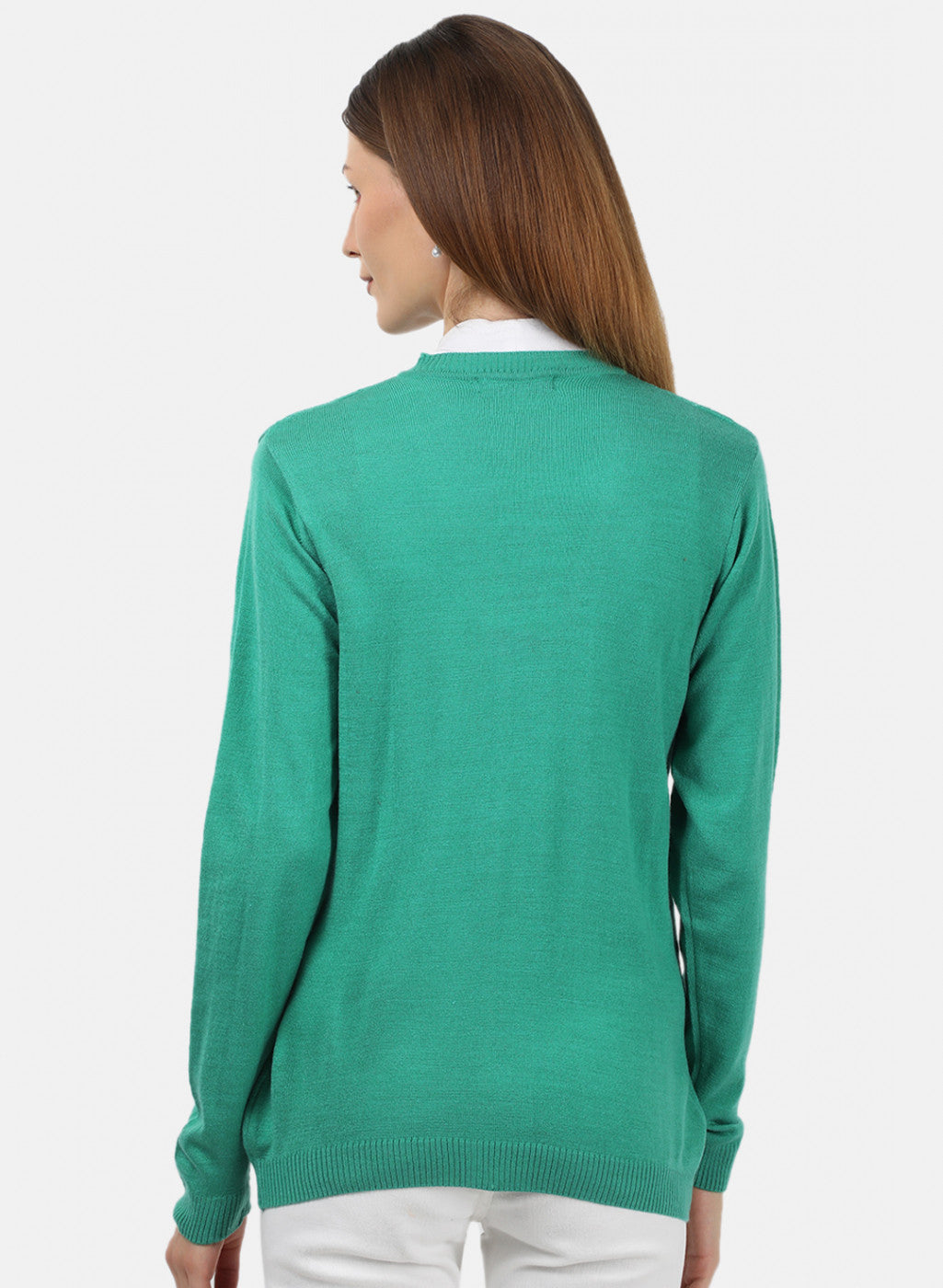 Women Green Self Design Cardigan