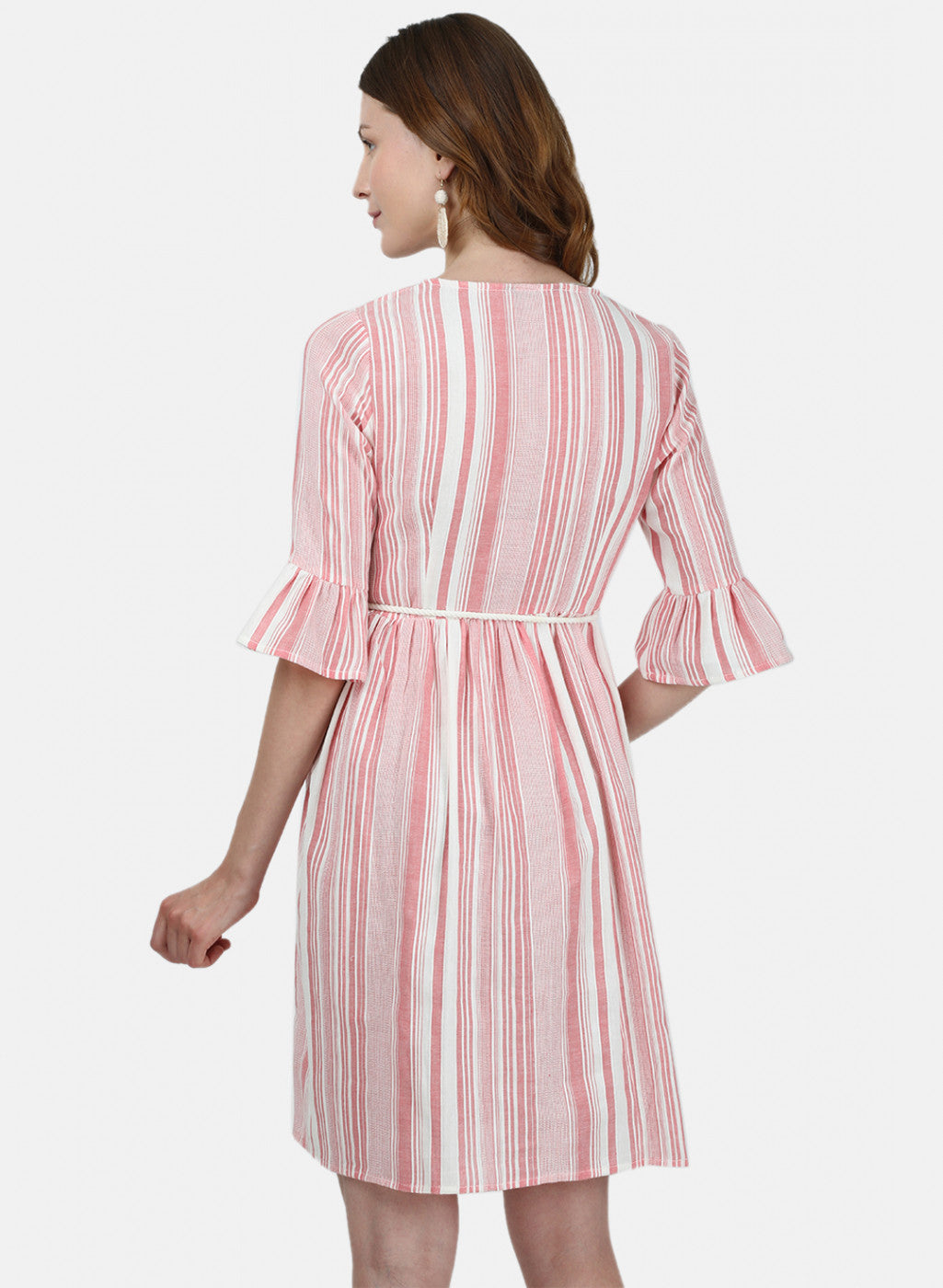 Womens Off White & Pink Stripe Tunic