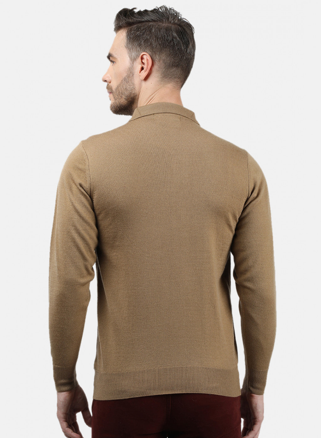 Men Light Brown Collar T-Shirt