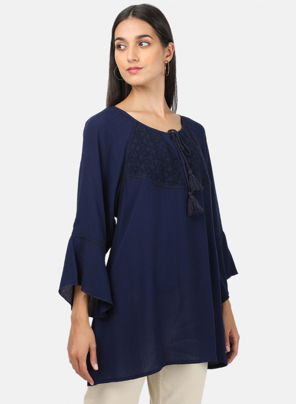 Womens Navy Blue Plain Top