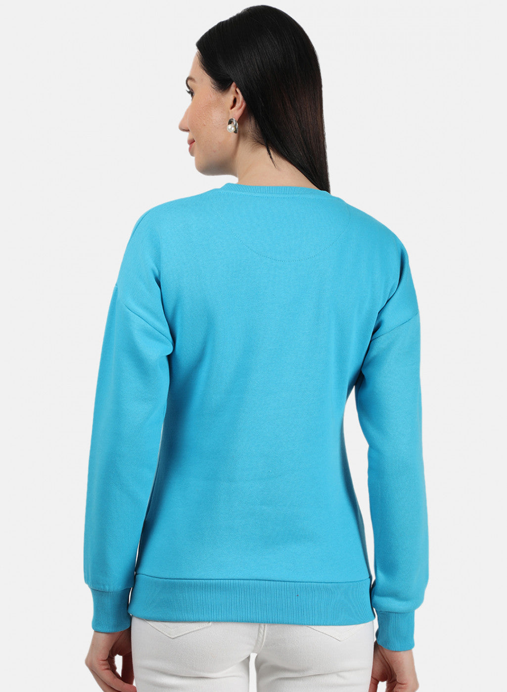 Women Blue Plain Sweatshirt