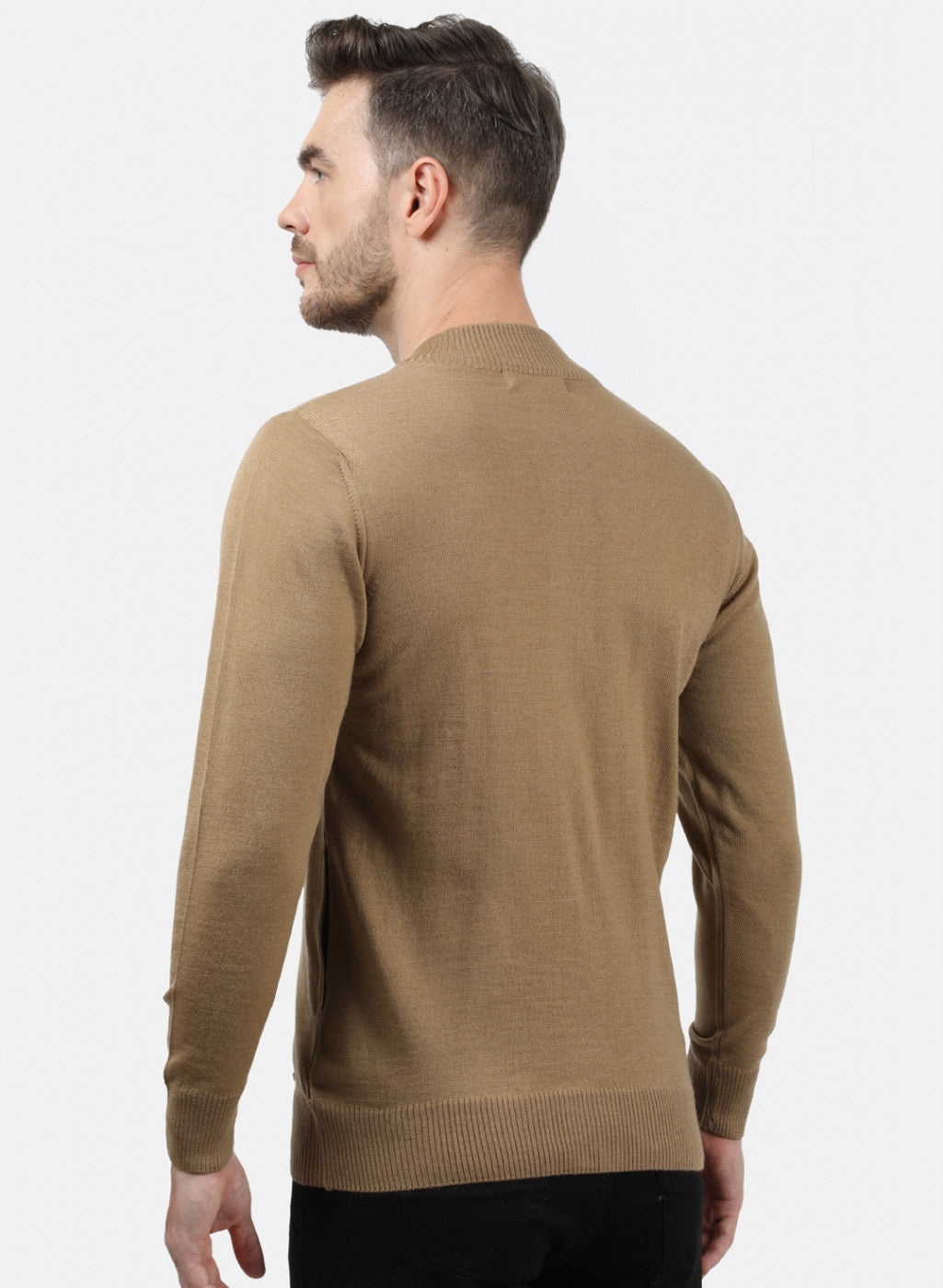 Men Light Brown Solid Pullover