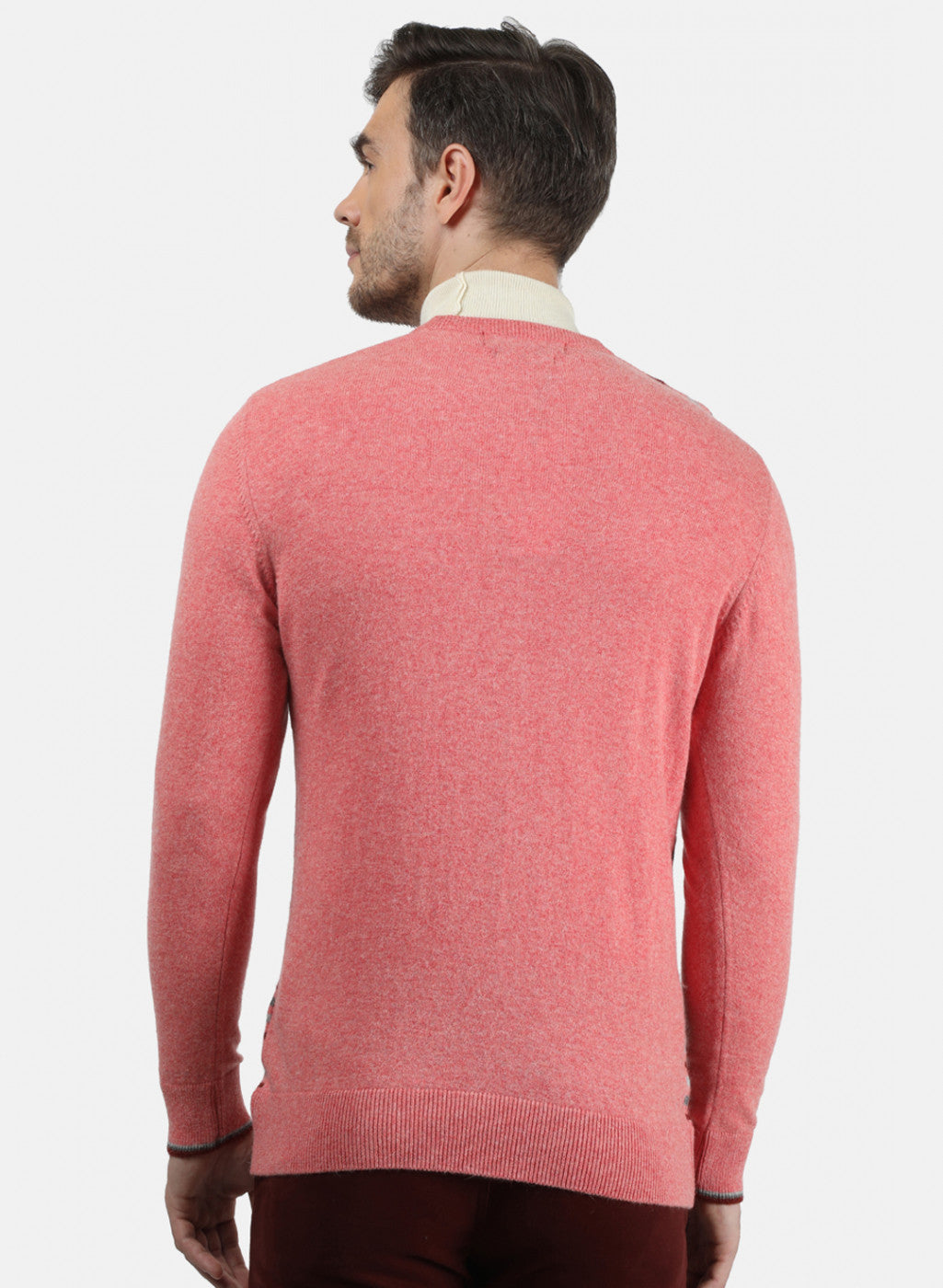 Men Pink Solid Pullover