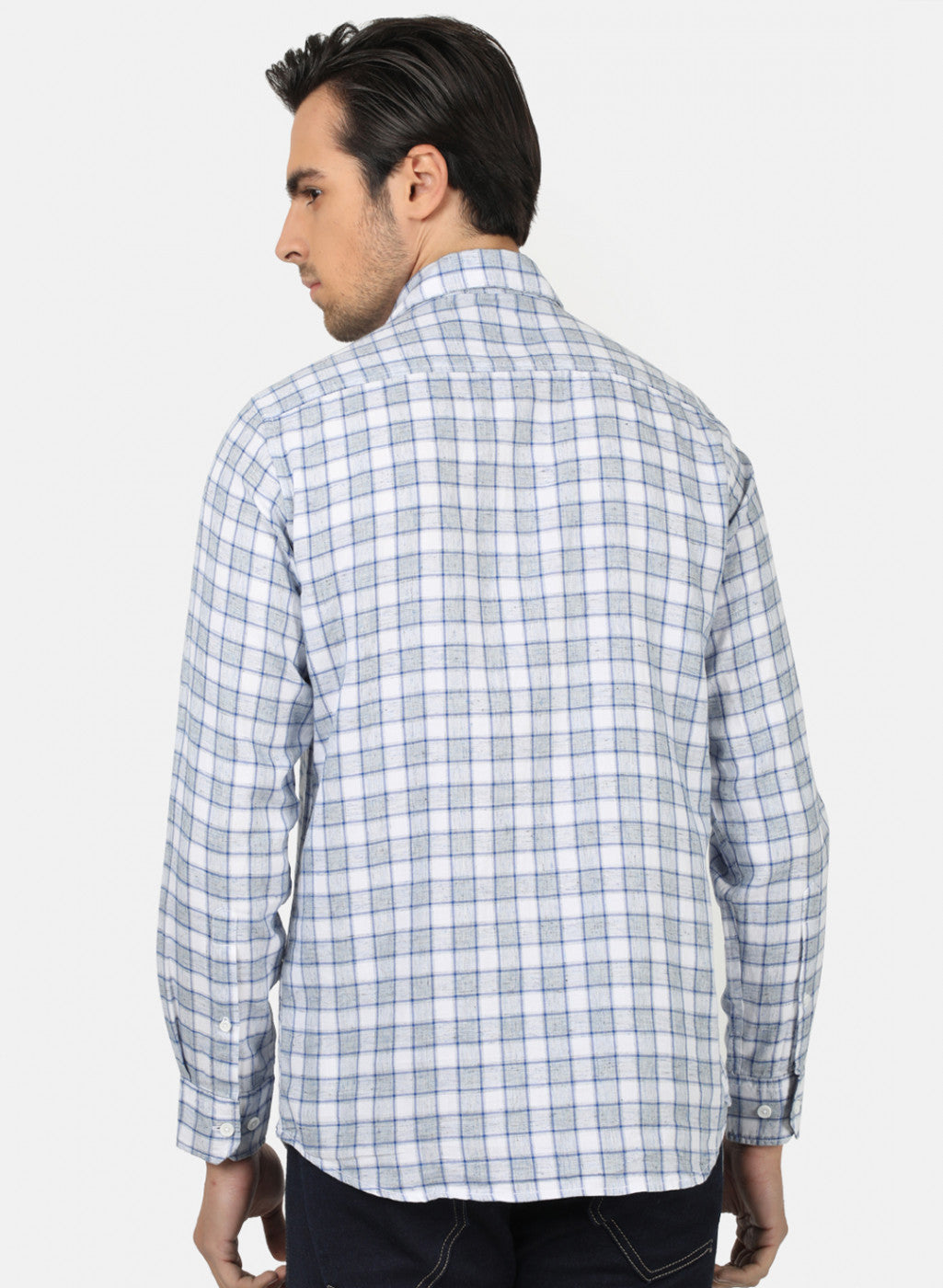 Men Grey & Blue Check Shirts