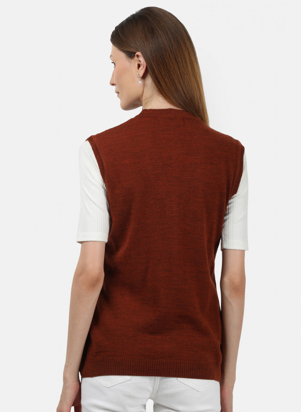 Women Rust Solid Cardigan