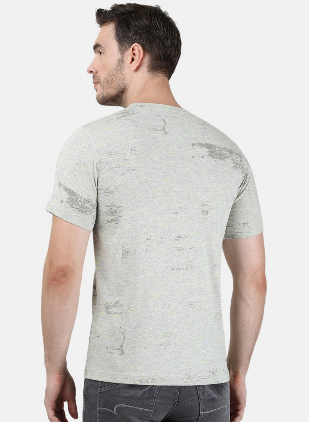 Mens Grey Printed T-Shirt