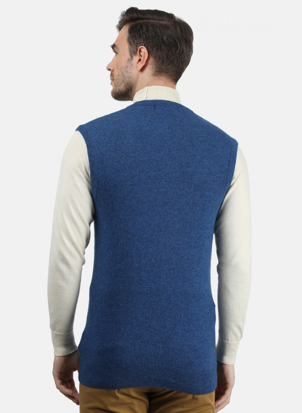 Men Blue Solid Sweater