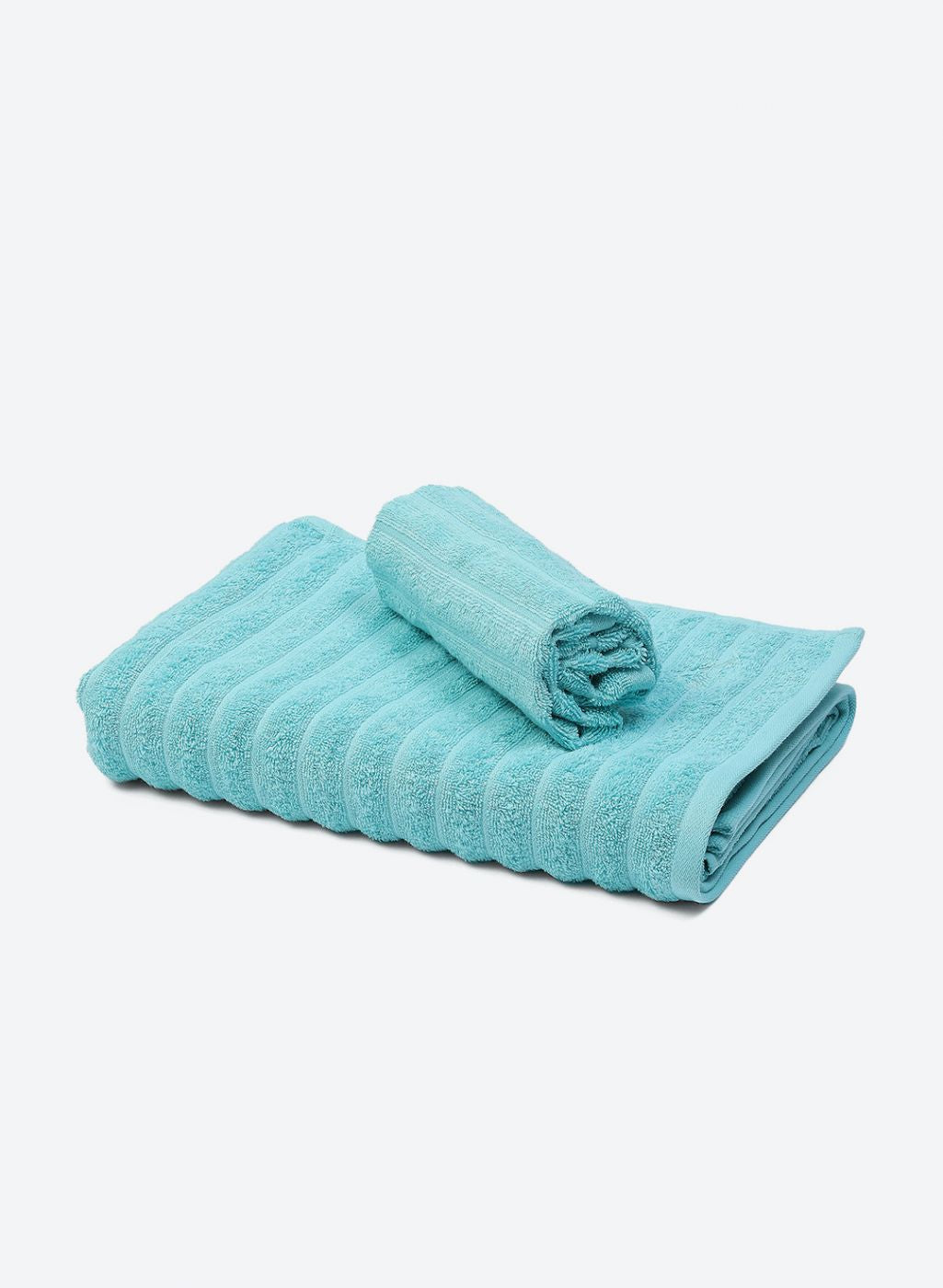 Blue Cotton 525 GSM Towel Set Pack of 2 (1 Bath & 1 Hand Towel)