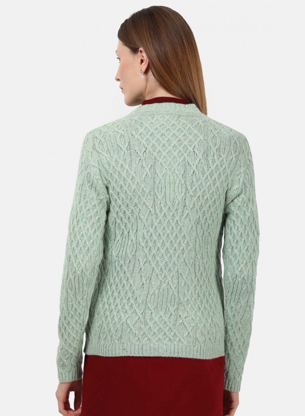 Women Green Self Design Cardigan