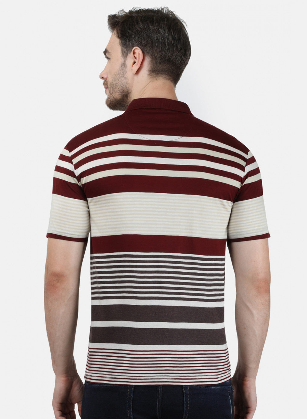 Mens Maroon Stripe Collar T-Shirts