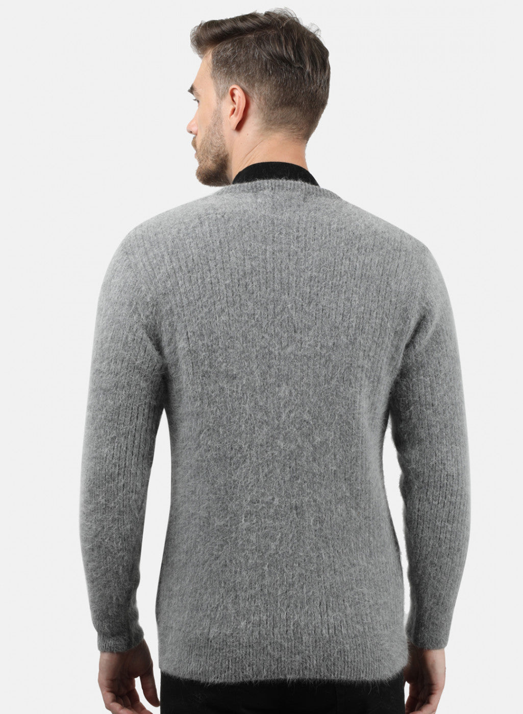 Men Grey Solid Pullover