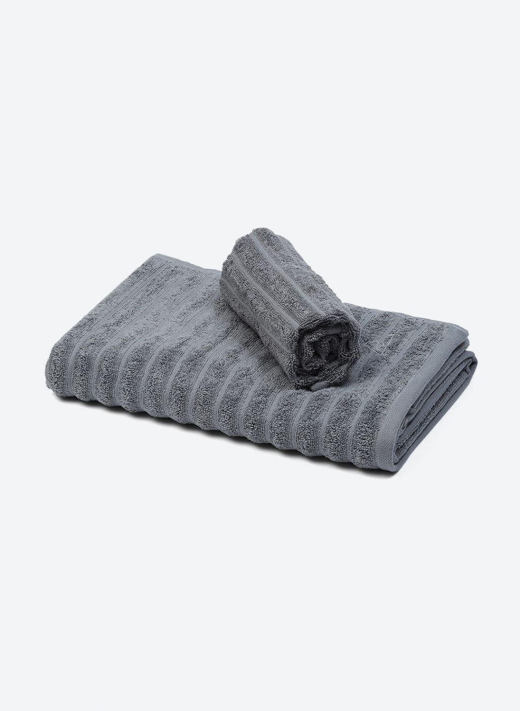 Grey Cotton 525 GSM Towel Set Pack of 2 (1 Bath & 1 Hand Towel)