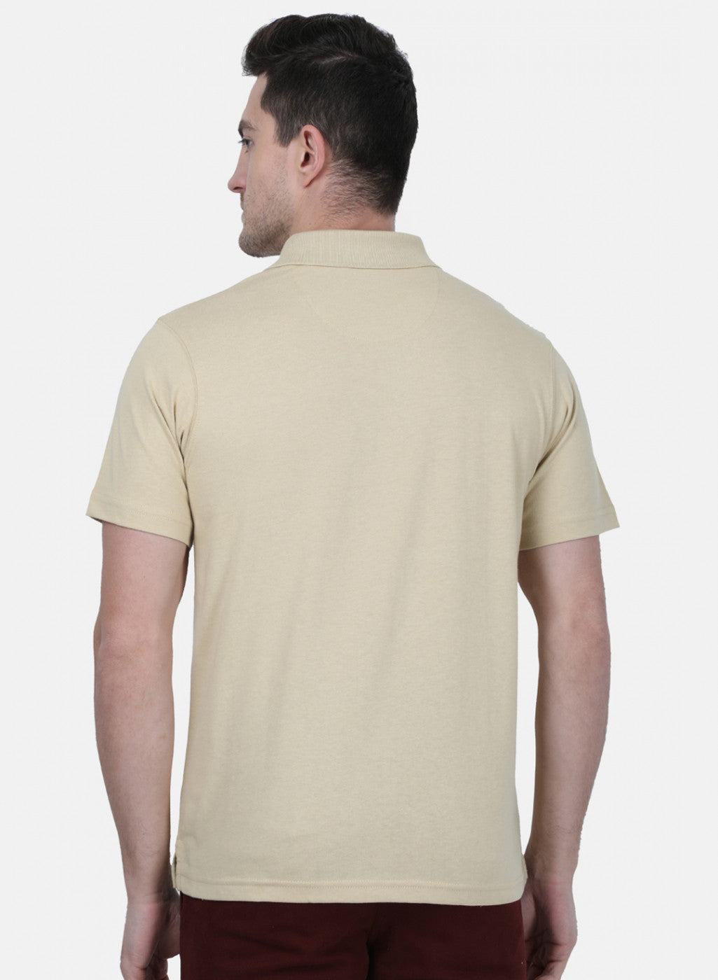 Mens Beige Plain T-Shirt