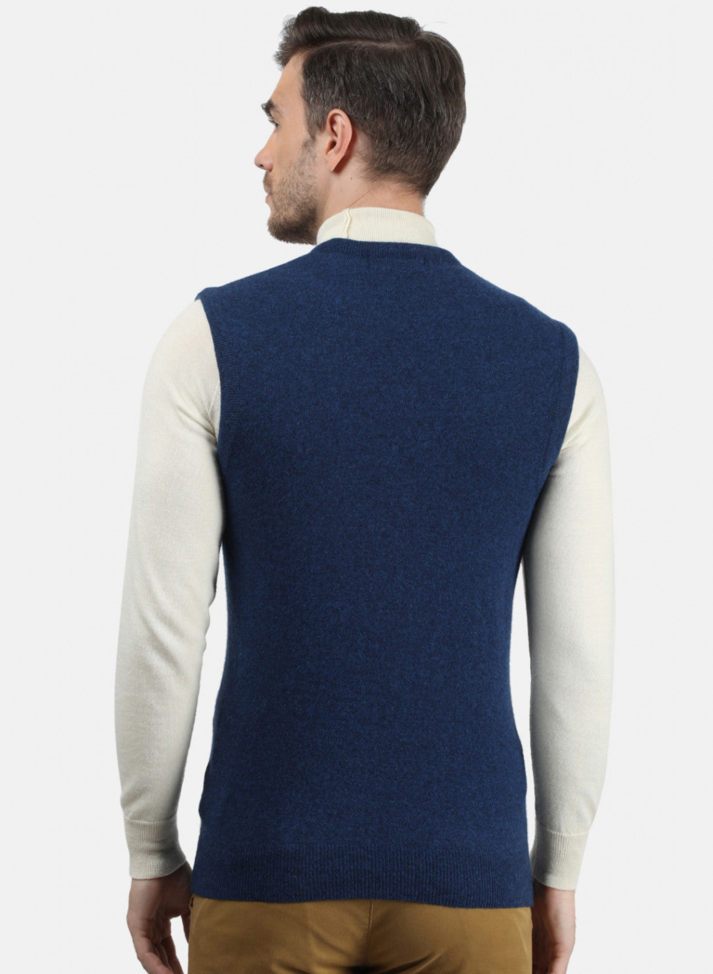 Men Blue Solid Sweater