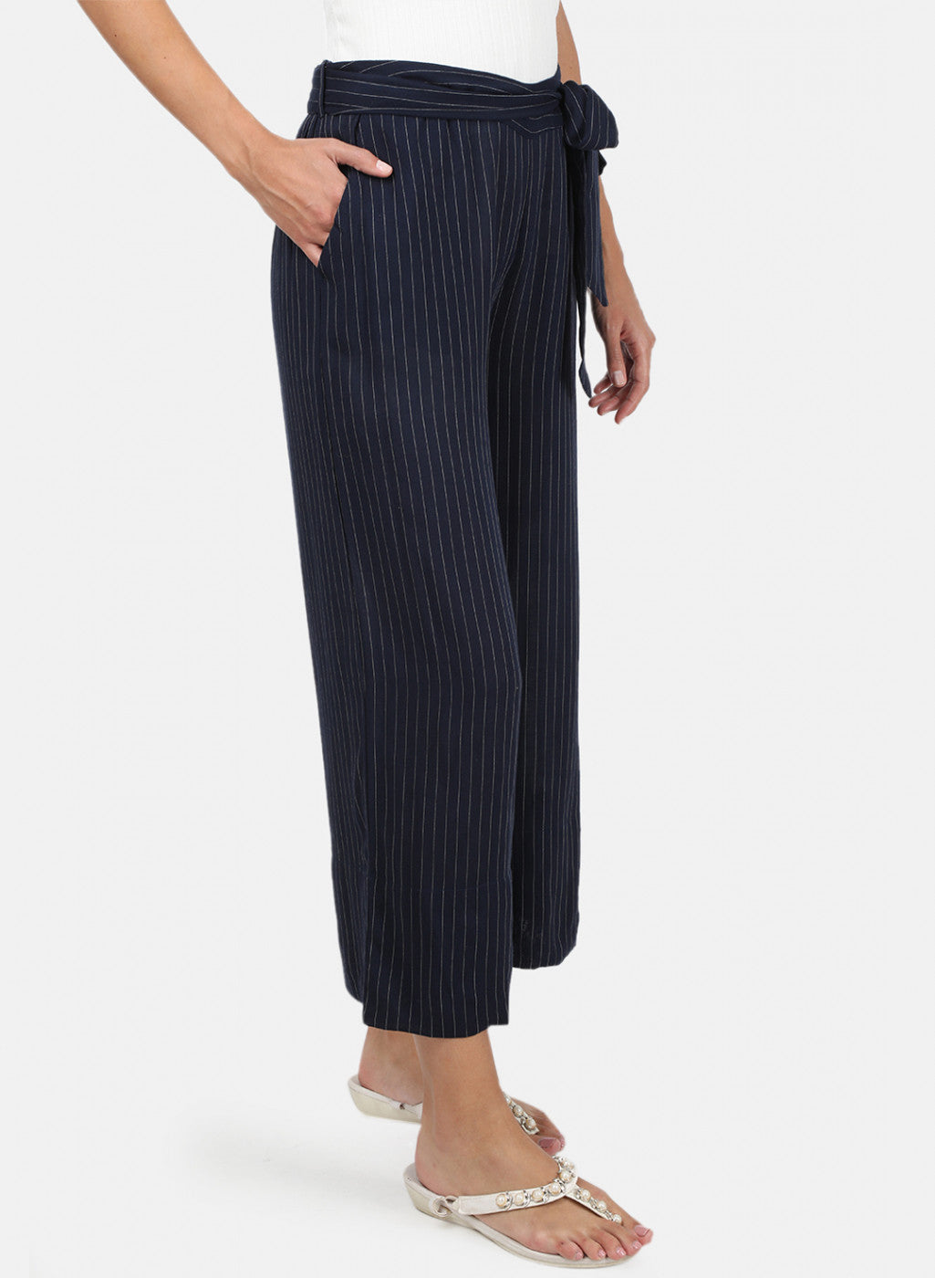 Womens Navy Blue Stripe Plazoo