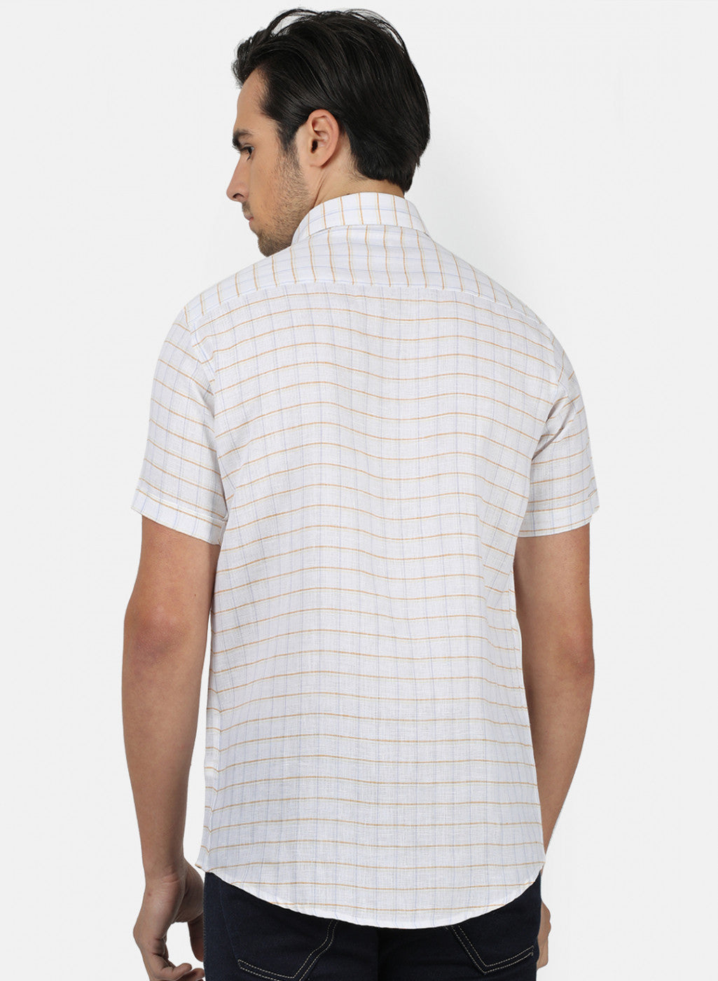 Men White Check Shirts