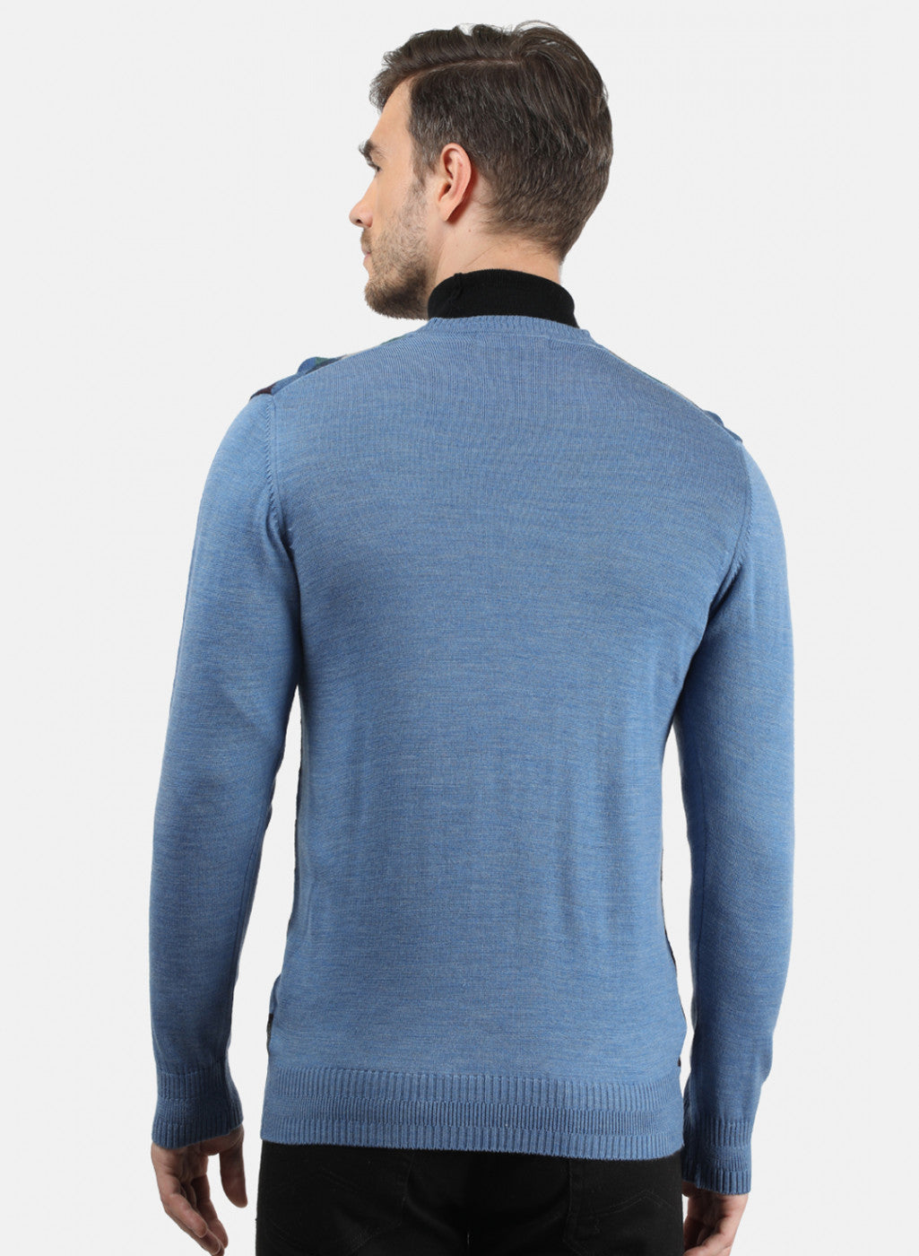 Men Blue Solid Pullover