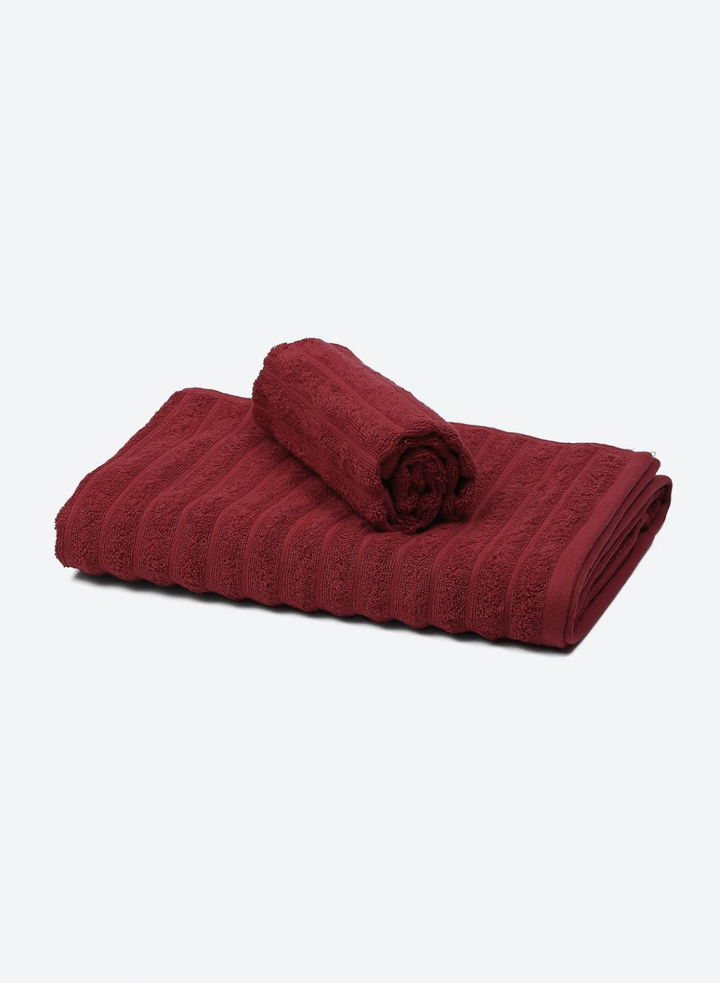 Red Cotton 525 GSM Towel Set Pack of 2 (1 Bath & 1 Hand Towel)