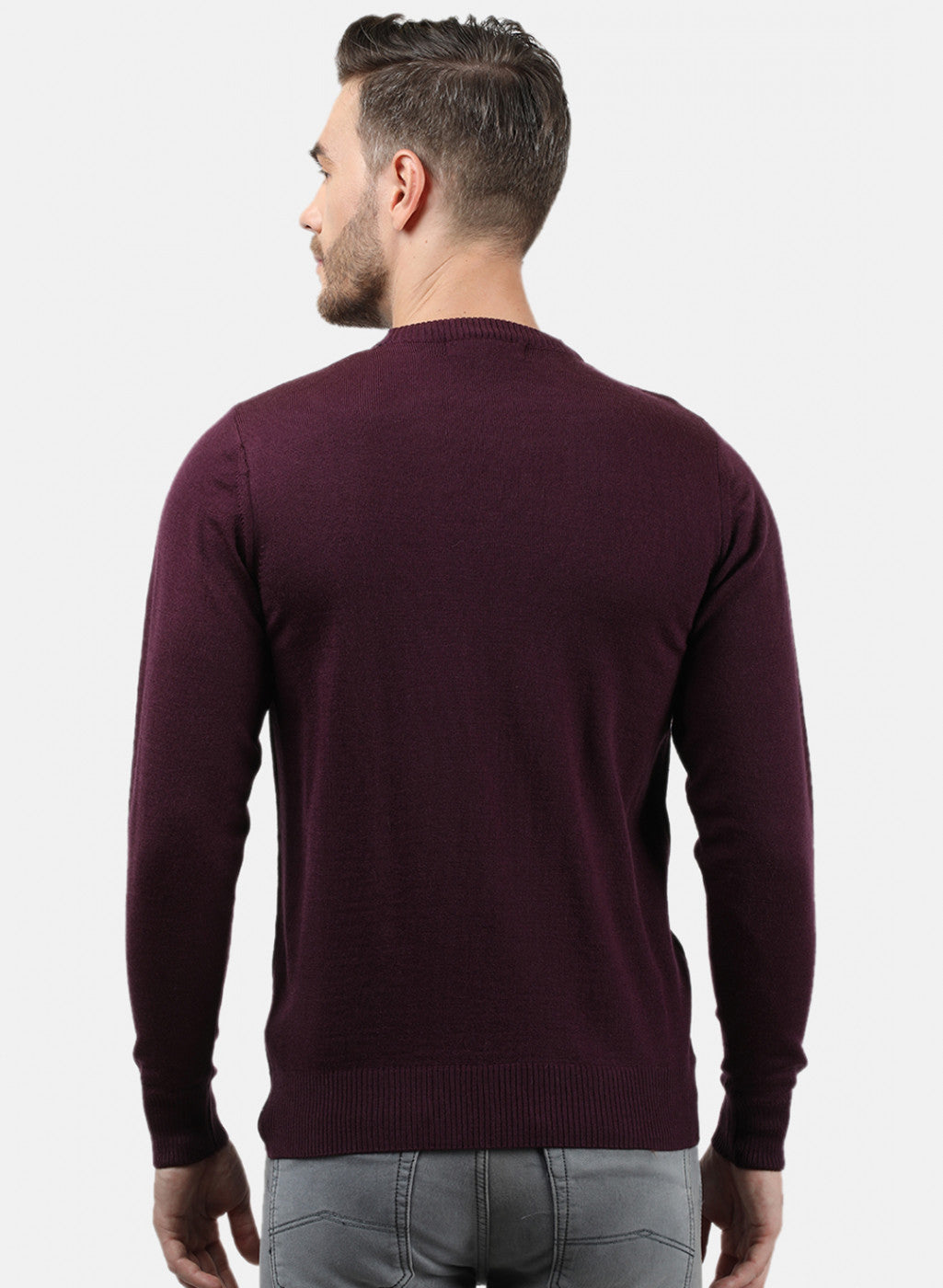 Men Purple Solid Pullover