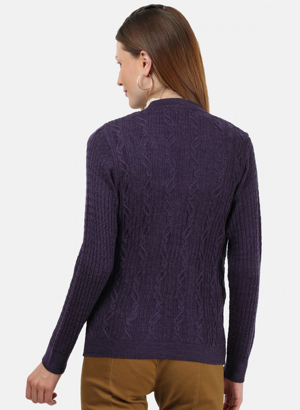 Women Purple Self Cardigan