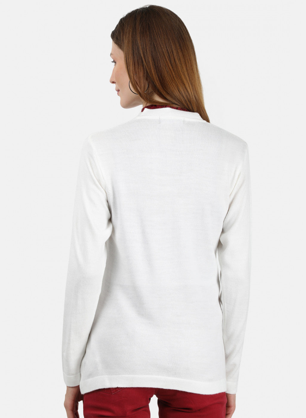 Women White Self Cardigan