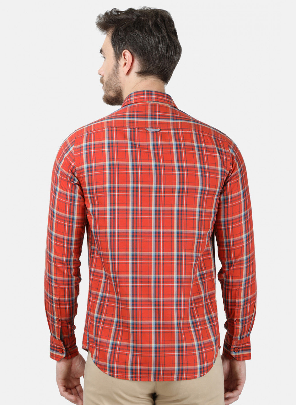 Mens Orange Check Shirt