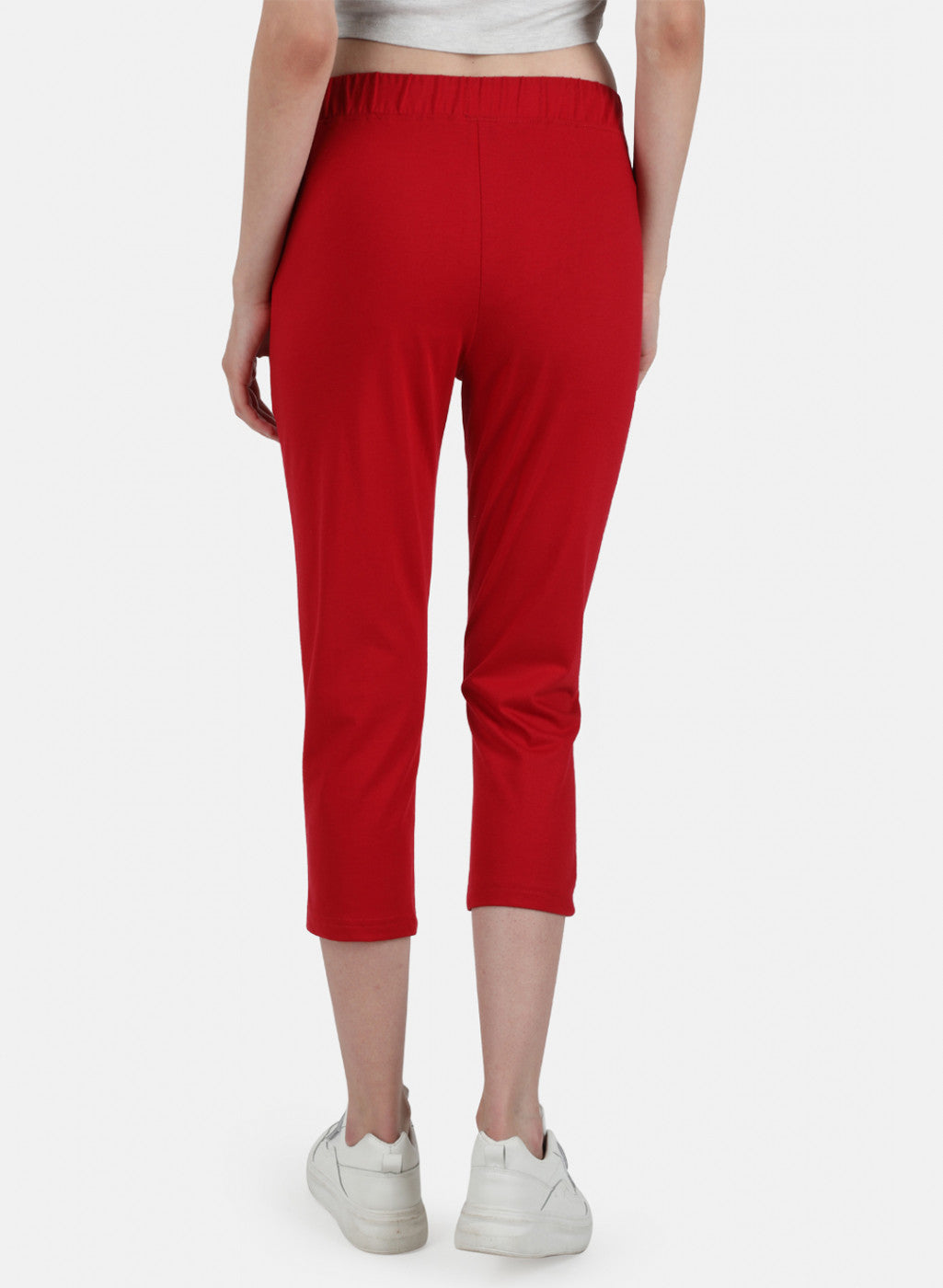 Womens Red Regular Capri